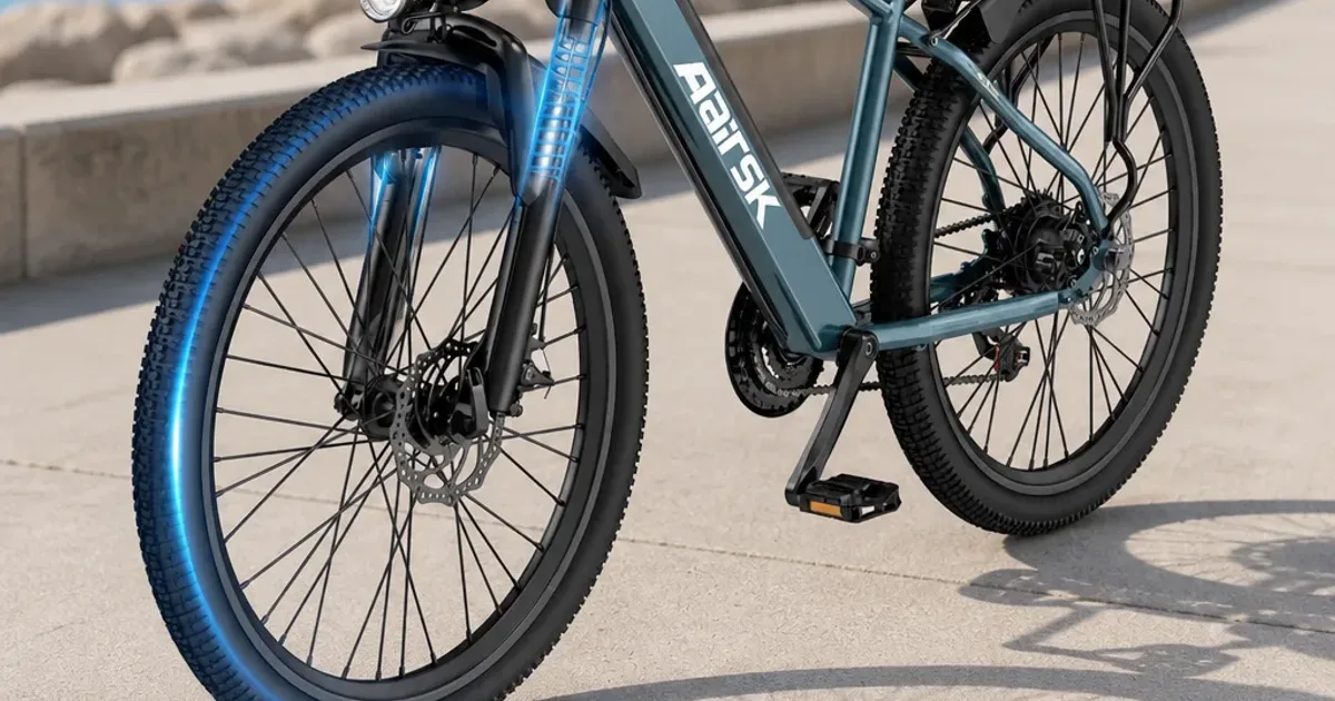 AAIRSK S800 26 inch city electric bike parked on a UK city street