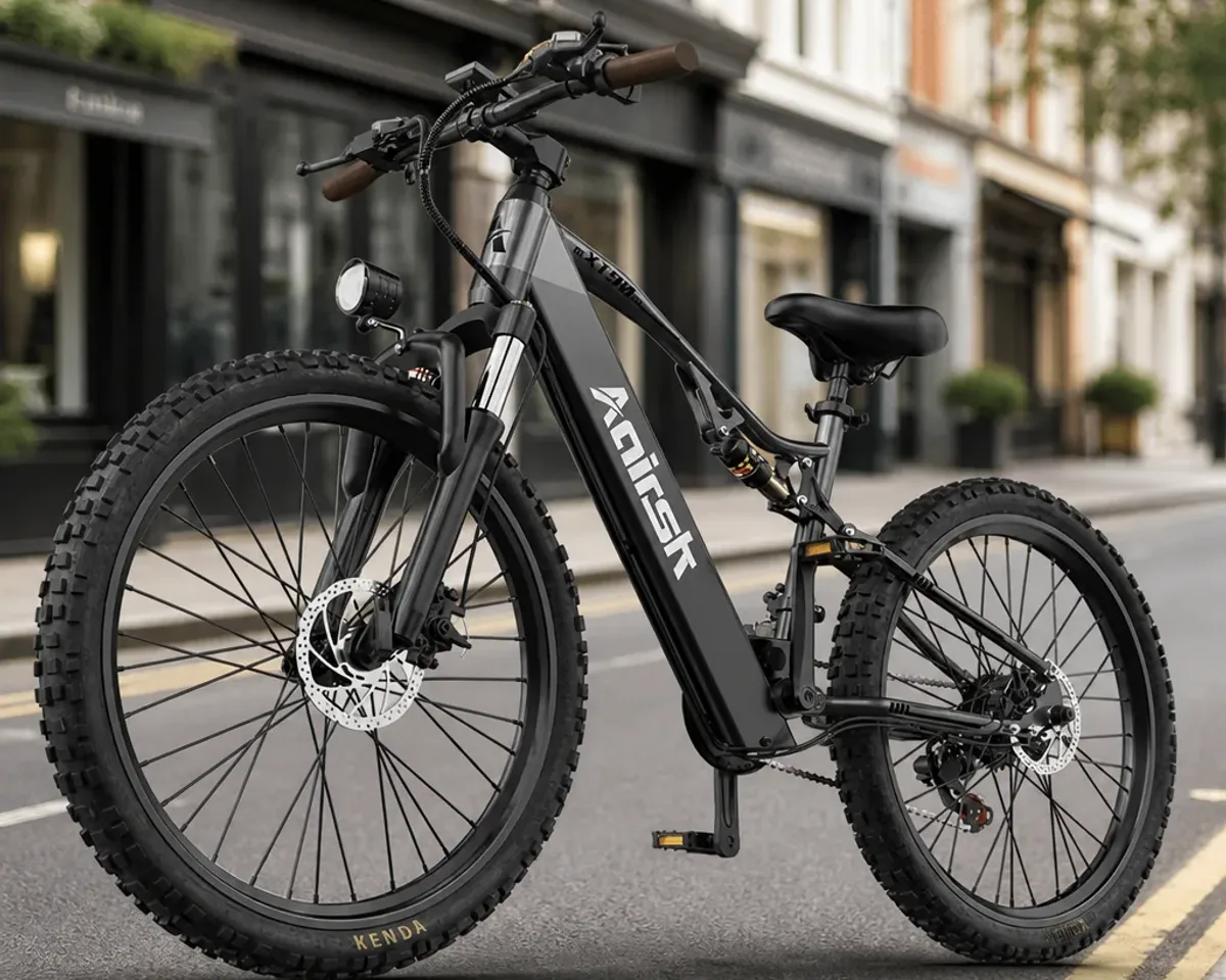 AAIRSK XT90 750W off road electric mountain bike on private land in the UK
