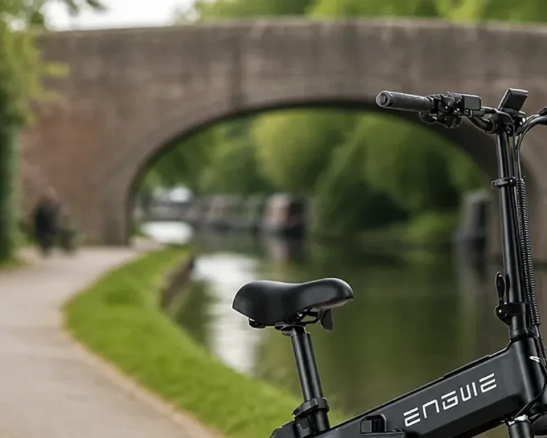 Engwe Engine Pro 3.0 Boost folding electric fat bike pictured outside a UK home