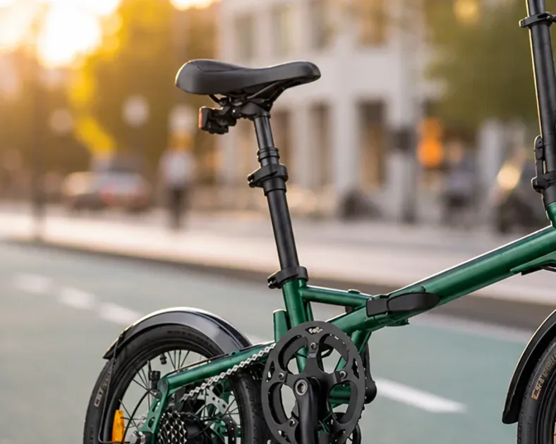 Engwe Zip folding electric bike parked on a city street