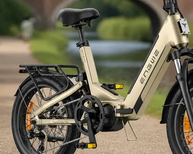 Engwe electric bike parked on a UK city street