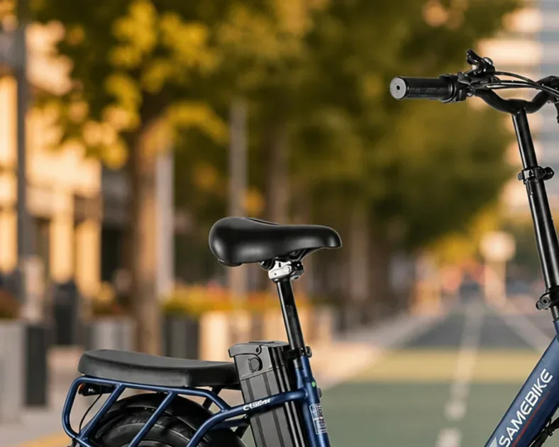 Samebike electric bike on a UK street