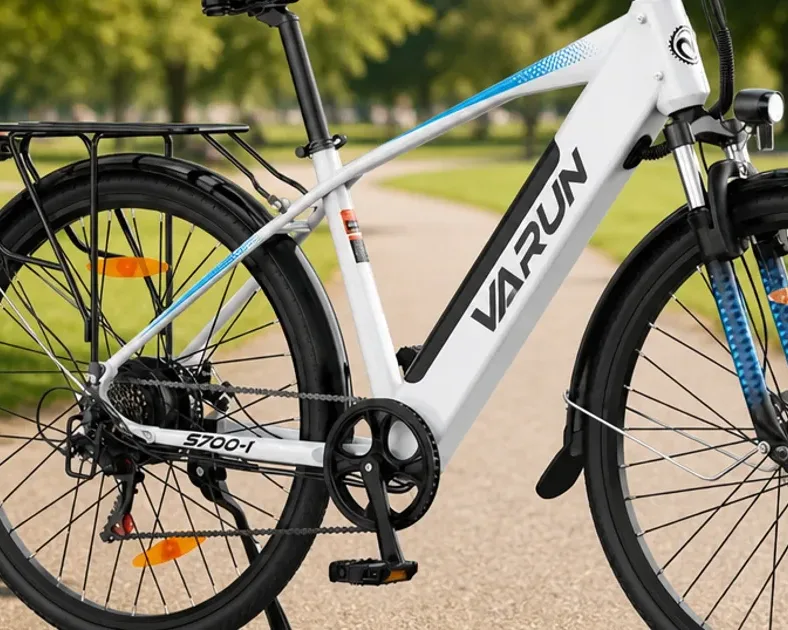 Varun S700-1 and S700-2 step-through city electric bikes shown side by side