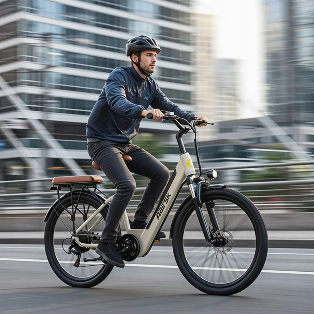 Aairsk S600 electric bike in brown with 26 inch wheels and step-through frame