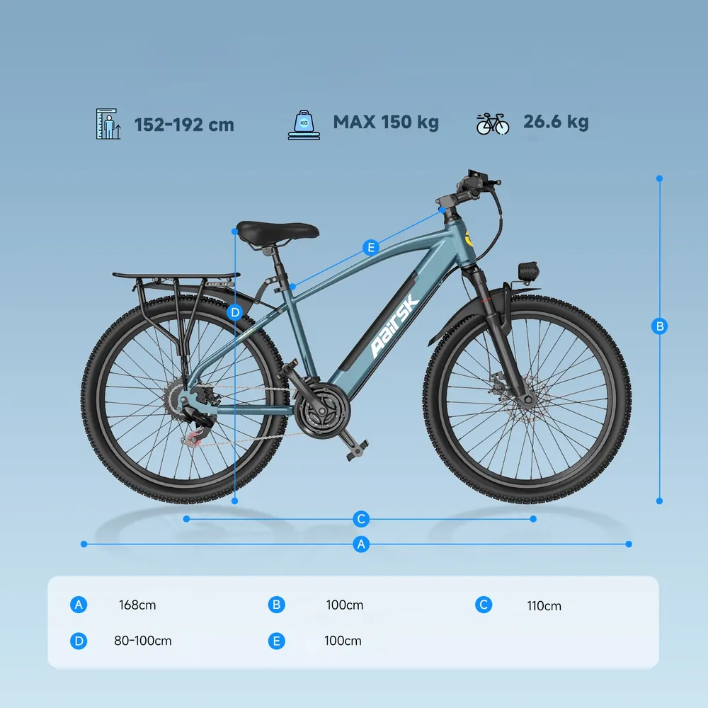 Aairsk S800 Removable Battery City Electric Bike 26" image 12