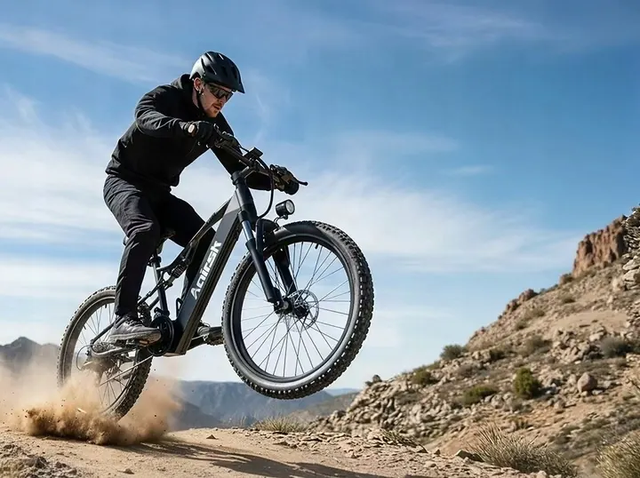 Black Aairsk XT90 e-bike with 26-inch wheels and Shimano drivetrain