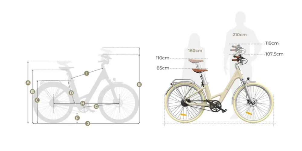 ADO Air 28 Pro electric bike in grey, full side view with upright handlebars