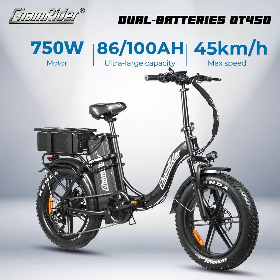 ChamRider DT450 folded frame compactly stored, highlighting portability for couriers.