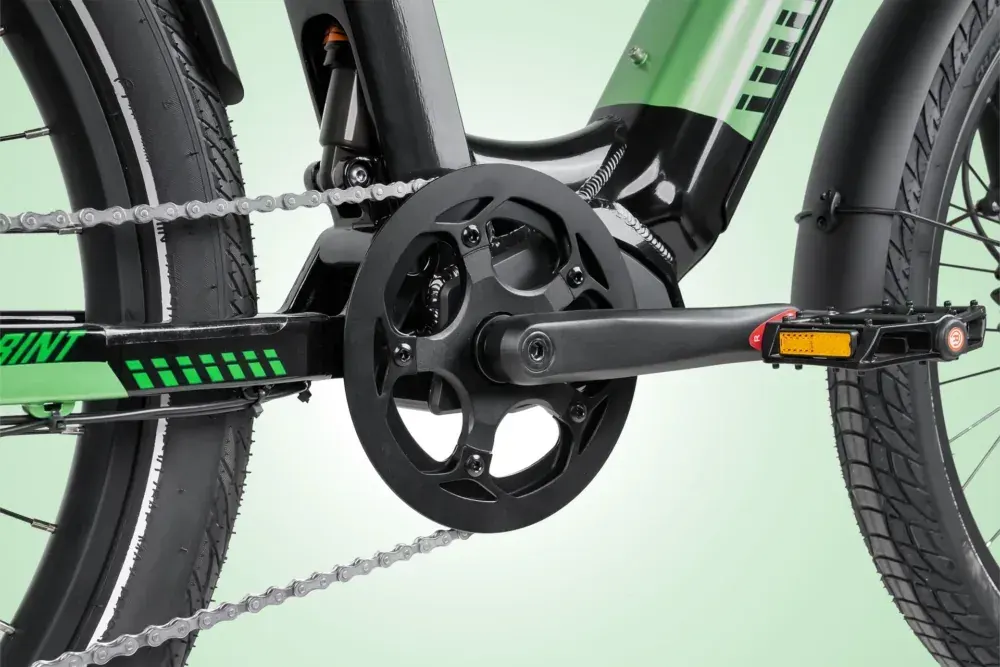 Cyrusher Sprint's integrated battery pack and mid-mount display on the frame.