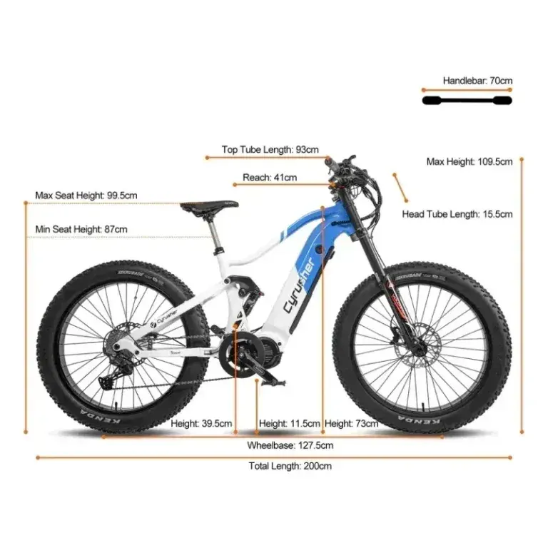 Cyrusher Trident full side view with fat tires and full suspension.