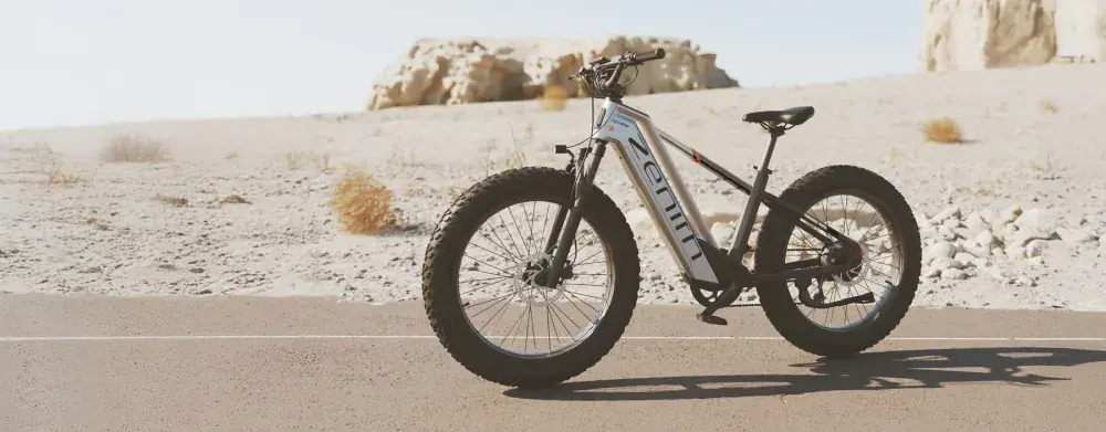 Close-up of the Cyrusher Zenith's 250W brushless motor mounted on the rear hub.
