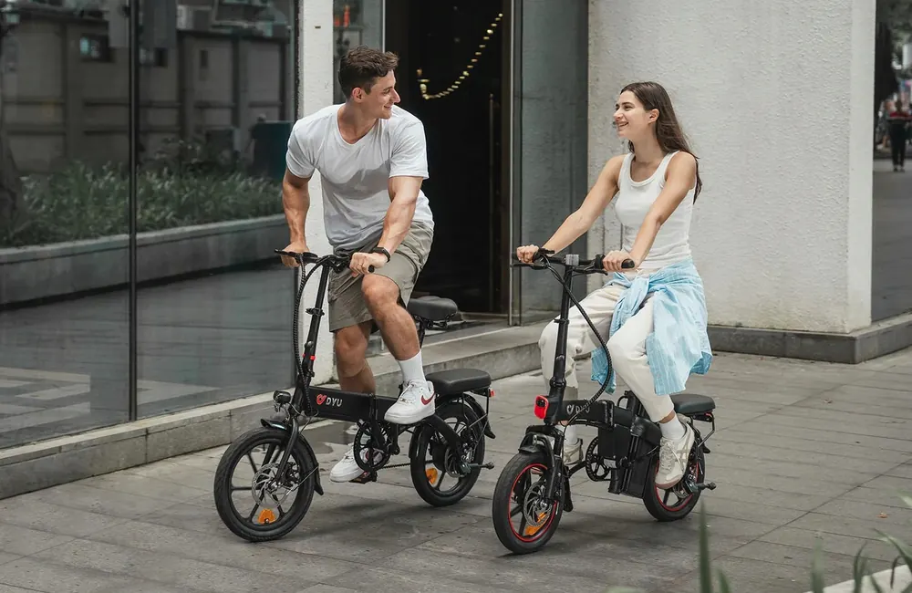 DYU A5 14 inch folding electric bike for city commuting, 48V battery