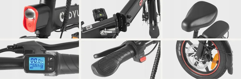 DYU A5 14 inch folding e-bike with compact frame for city travel