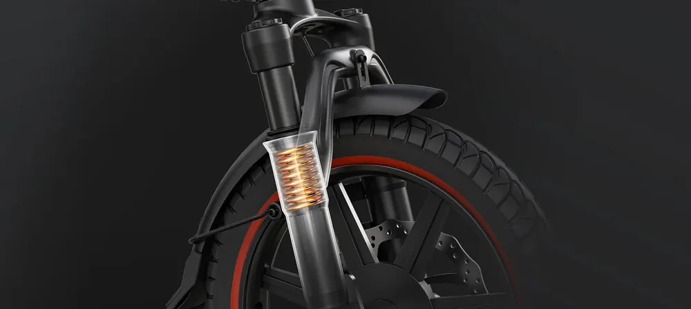 Unisex DYU A5 folding electric bike with 14 inch wheels for city commuting.