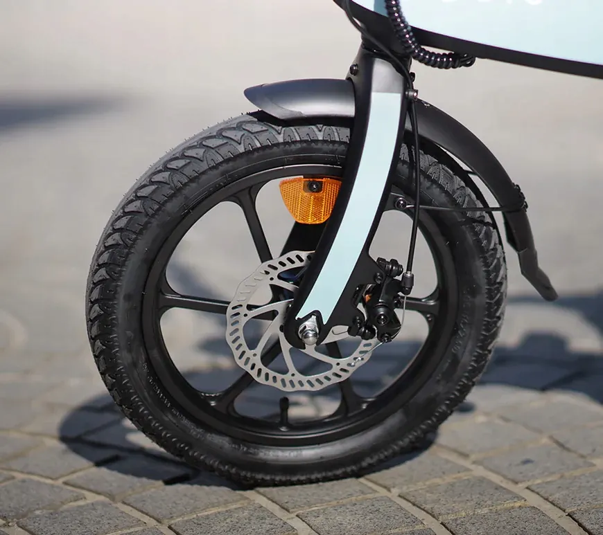 16 inch wheels on DYU C2 e-bike with 250W motor and 48V battery