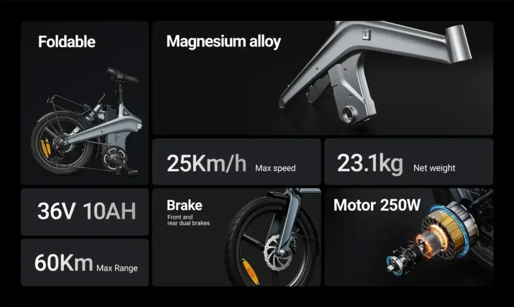 DYU T1 20 Inch Foldable Electric Bike image 4
