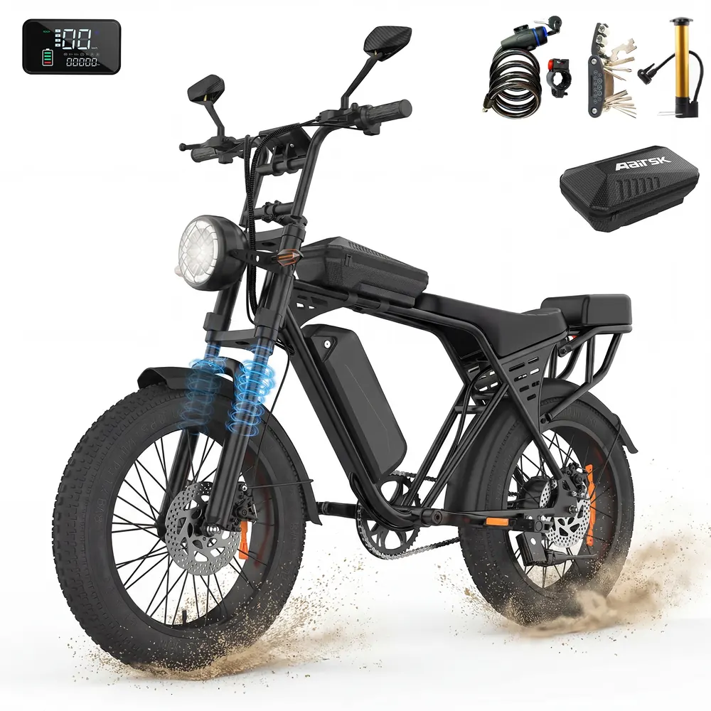 Aairsk X5 20 inch electric fat bike with 48V 15Ah battery for 48-60km range.