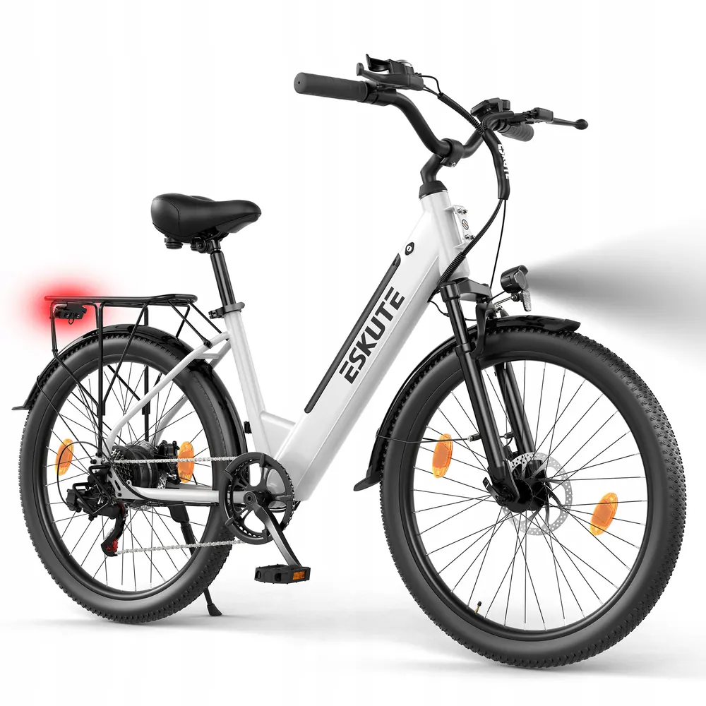 ESKUTE C100 Plus electric bike in original packaging, 26 inch wheels, 36V 13Ah battery