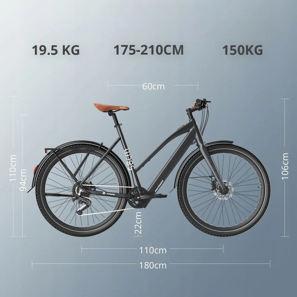FAFREES 700C e-bike with lightweight aluminium frame for easy handling.