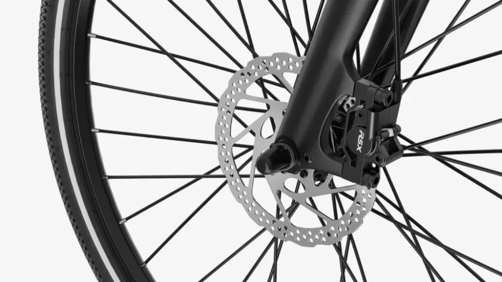 Heybike EC 1 removable battery pack mounted on downtube, with key slot and handle.