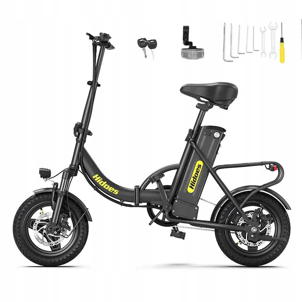 Hidoes C5 folding electric bike, 350W motor, 25 km/h top speed, 14-inch wheels.