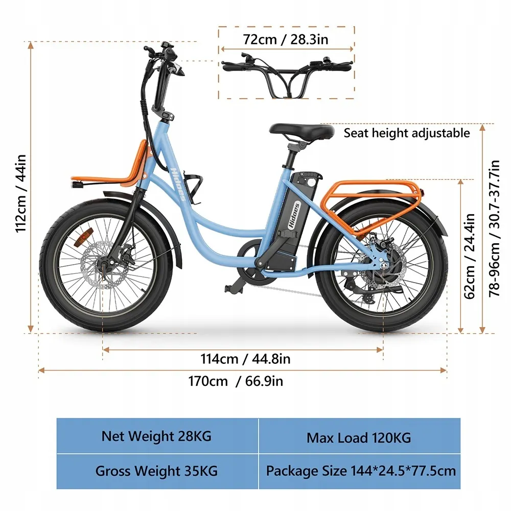 Hidoes C6 electric bike with 120 kg maximum load capacity