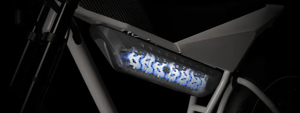 Himiway C5 Ultra LCD display showing speed and battery, handlebar with thumb throttle