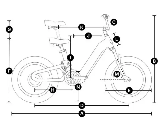 Himiway D5 2.0 electric bike full side view, fat tires, step-through frame, city background