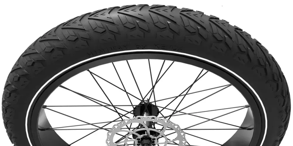 Himiway D7 (Cobra) front inverted fork and Kenda fat tire detail