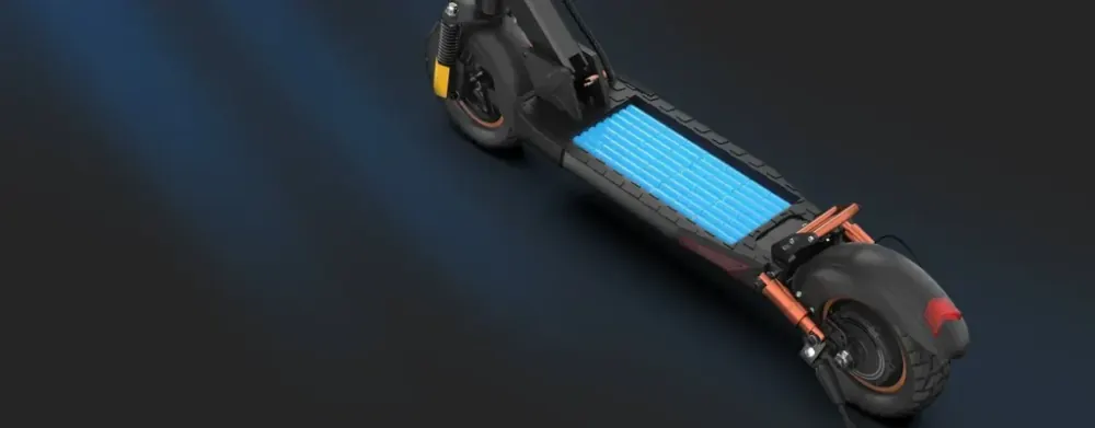 Close-up of the 800W hub motor on the Ienyrid M4 Pro S+ Max electric scooter rear wheel