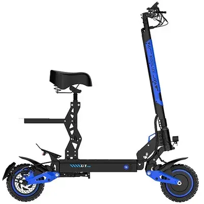Koolux U1 PRO handlebar display showing speed modes and battery level while riding