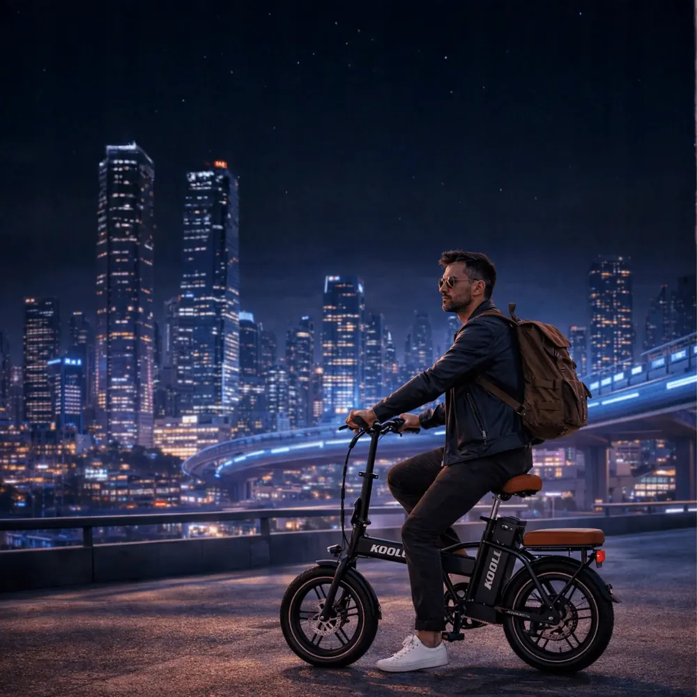 KOOLUX X10 folding electric bike in black colour with 16 inch wheels and app