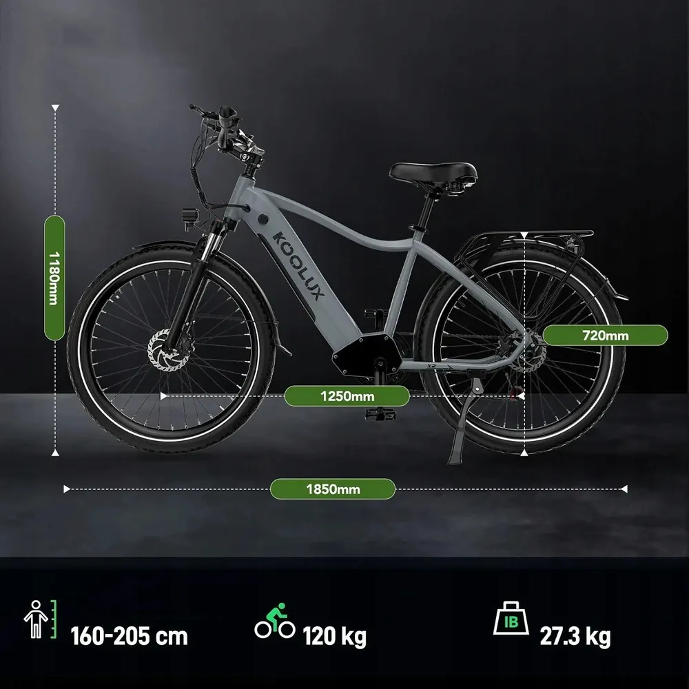 KOOLUX X3 electric bike brand logo on frame, 500W motor, 45 km/h top speed
