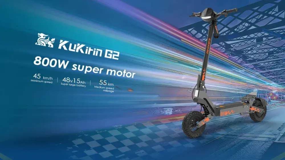 Kukirin G2 handlebar display and throttle controls with LED light system