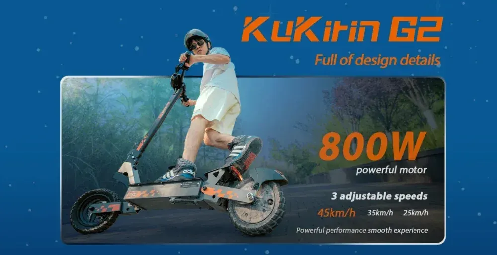 Kukirin G2 electric scooter in use on an all-terrain path during a commute