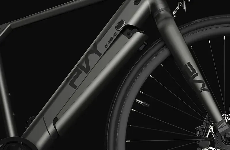 PVY P30 battery pack mounted on downtube, 36V 13.5Ah lithium