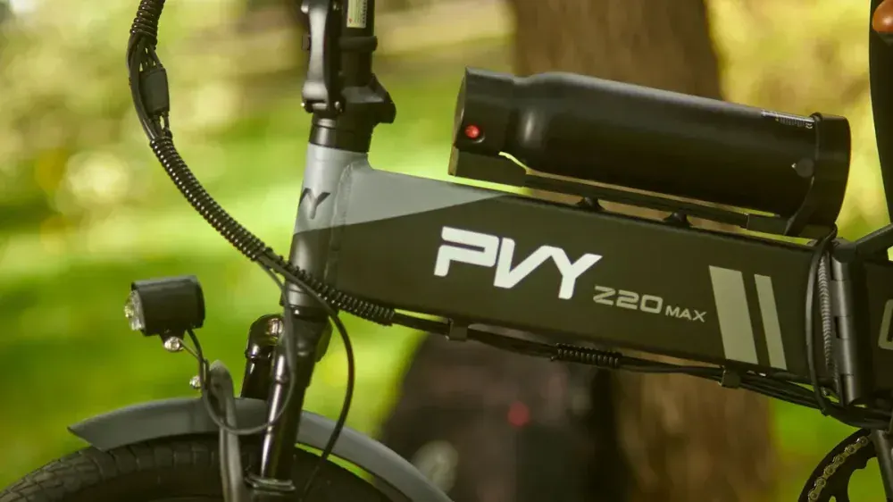 PVY Z20 MAX frame battery and external battery mounted on downtube