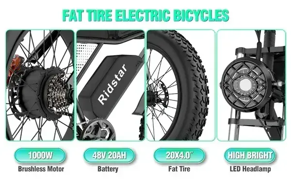 Ridstar Q20 LCD display showing speed and battery level on handlebar