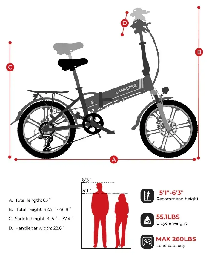 Samebike 20LVXD30-II Folding Electric Mini Bike image 2