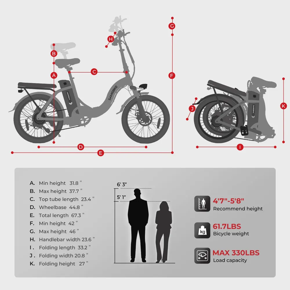 SAMEBIKE CY20 Folding Electric Bike image 14