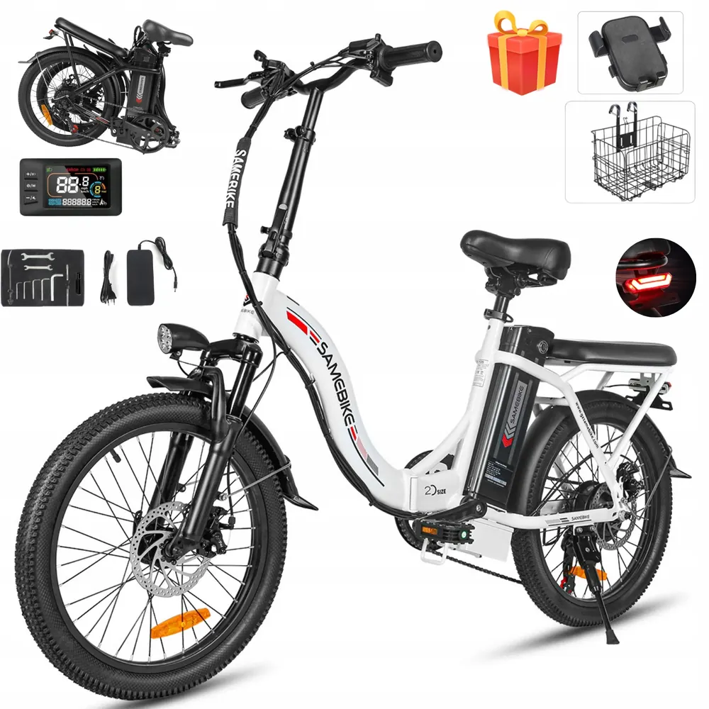 SAMEBIKE CY20 folding electric bike 36V 110km range 20 inch unisex 7 speed commuter