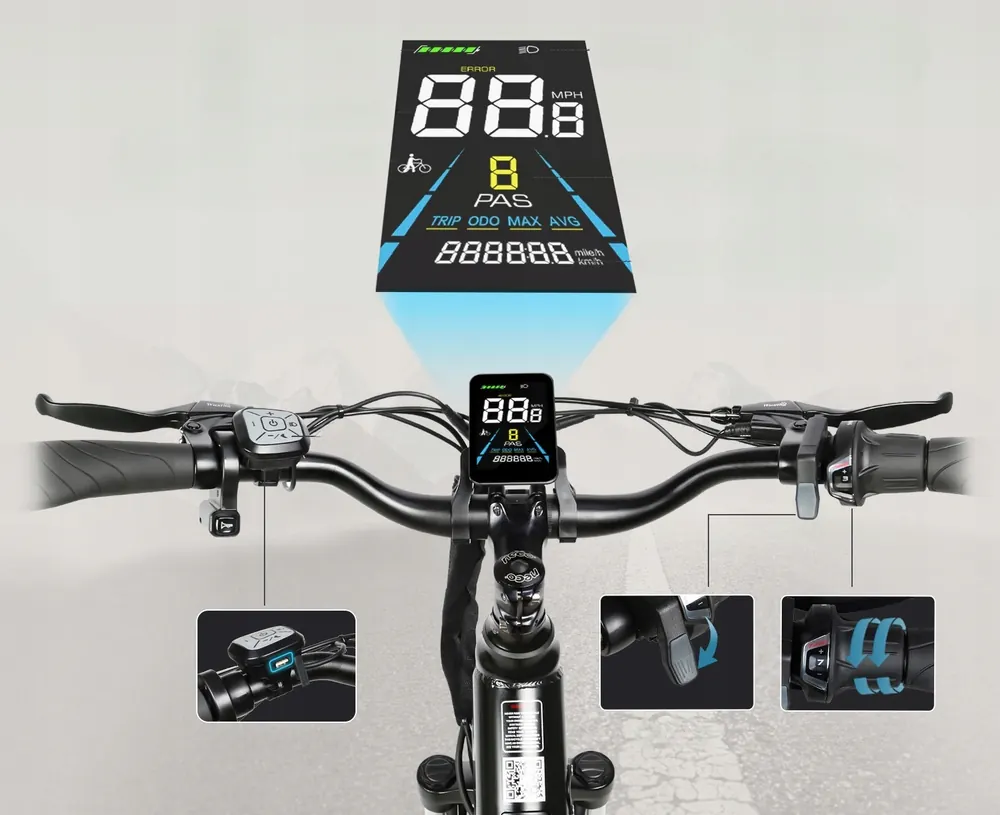 SAMEBIKE RS-A01 Pro electric bike with steel frame, 36V15Ah battery, 90km range, 26 inch wheels, SHIMANO 7S