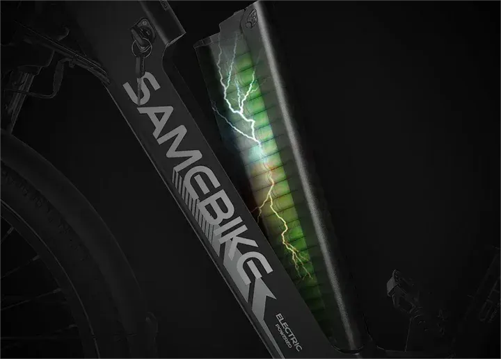 Samebike RS-A01 Pro-T color LCD display showing speed and battery.