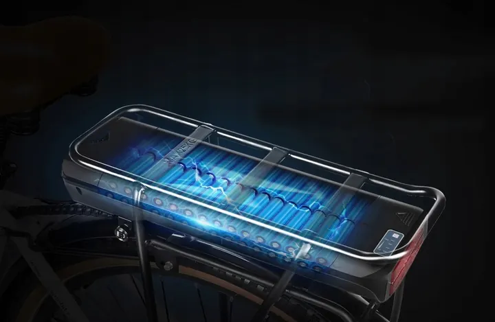 Blue Samebike RS-A07 electric city bike with 28-inch wheels.
