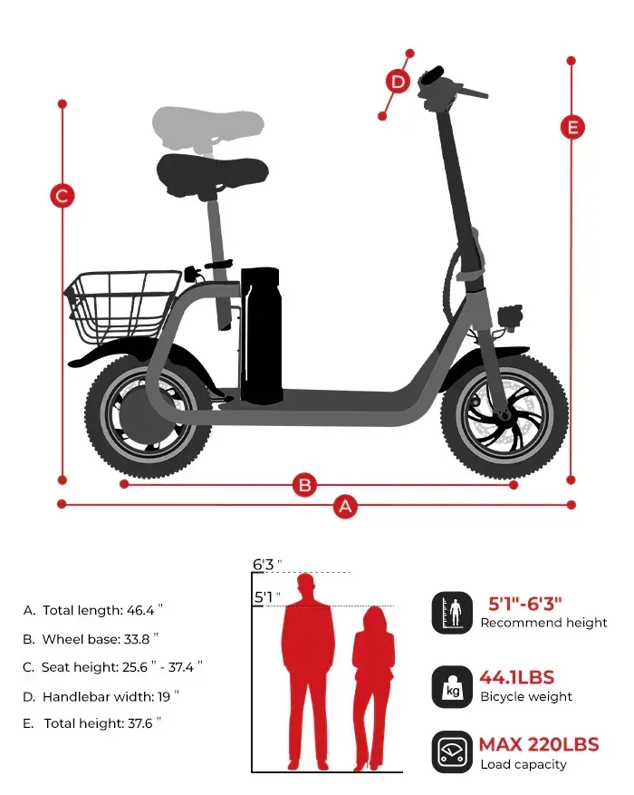 Samebike SM-C01 Foldable Electric Scooter with Seat image 2