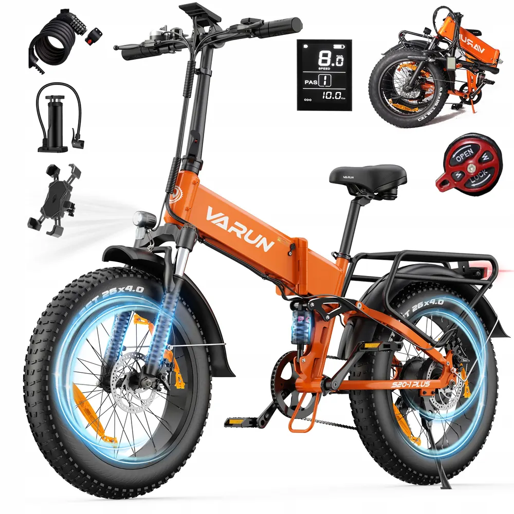 VARUN folding electric bicycle 20x4 fat tire bike with 120km range