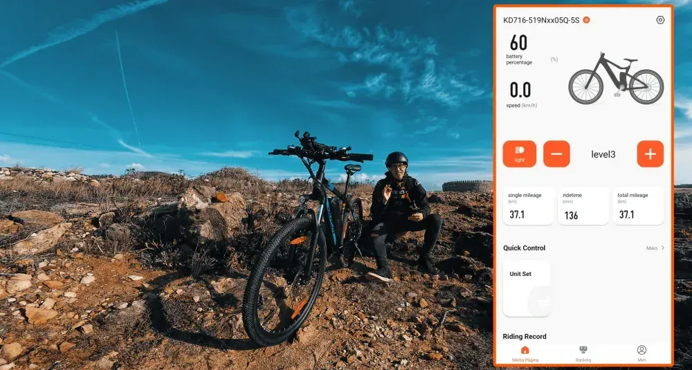 Rider on a Varun M27-1 electric bike navigating a forest trail.