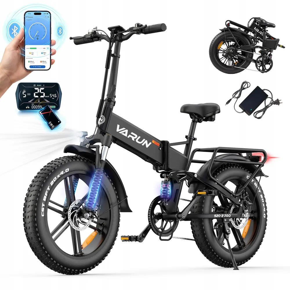VARUN S20-2 PRO foldable e-bike with 120KM range and Bluetooth connectivity
