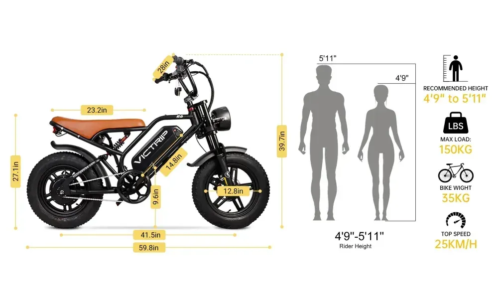 Victrip R6 electric off-road bike full side view on a dirt trail