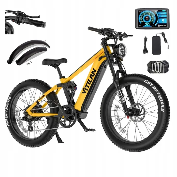 VITILAN T7 PRO electric bike with hydraulic brakes, 26x4 inch fat tires, 56 km/h top speed